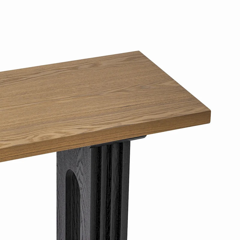 Console Table with Fluted U-Shaped Legs Wood Top Entryway Sofa Table