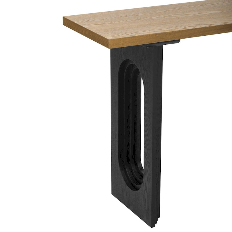 Console Table with Fluted U-Shaped Legs Wood Top Entryway Sofa Table