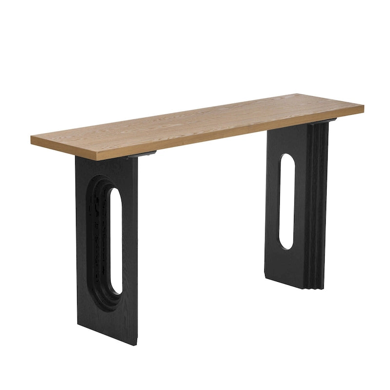Console Table with Fluted U-Shaped Legs Wood Top Entryway Sofa Table