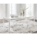 White Glam Rectangular Extension Dining Table with Rhinestone Glass Panels