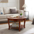 Round Wood Coffee Table with Lower Open Storage Shelf Cabriole Legs