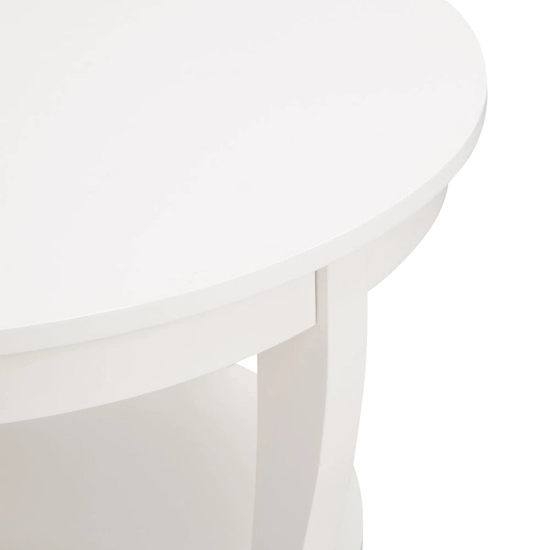 Round Wood Coffee Table with Lower Open Storage Shelf Cabriole Legs