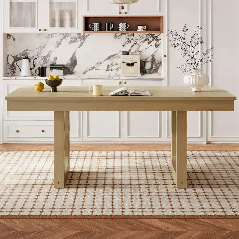 Extendable Farmhouse Dining Table with Removable Leaf Seats 4 to 8
