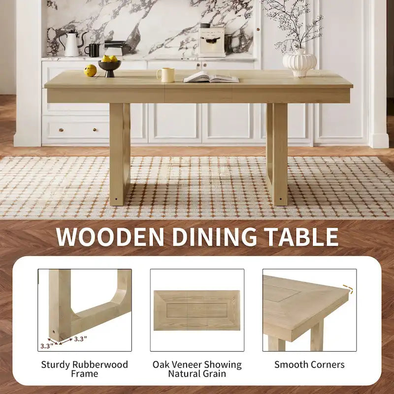 Extendable Farmhouse Dining Table with Removable Leaf Seats 4 to 8