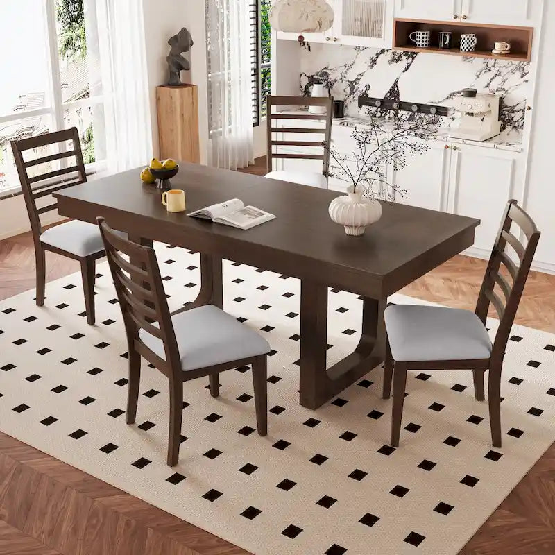 Extendable Farmhouse Dining Table with Removable Leaf Seats 4 to 8