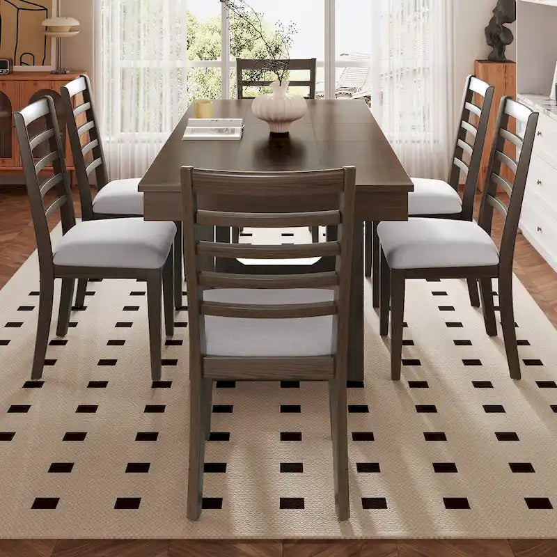 Extendable Farmhouse Dining Table with Removable Leaf Seats 4 to 8