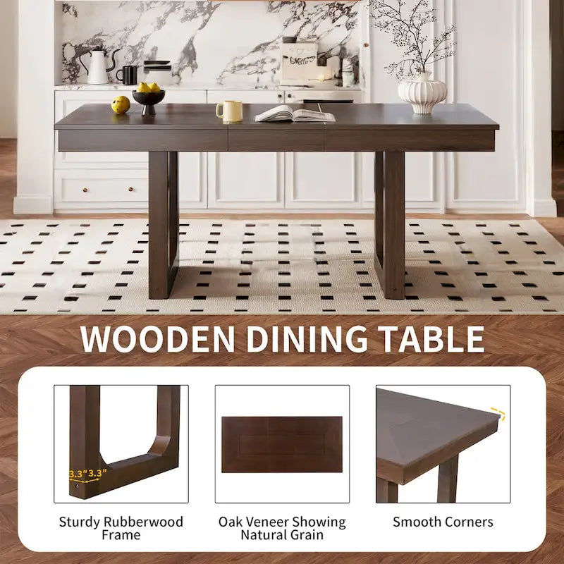 Extendable Farmhouse Dining Table with Removable Leaf Seats 4 to 8