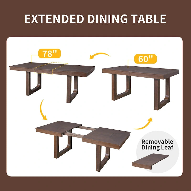 Extendable Farmhouse Dining Table with Removable Leaf Seats 4 to 8