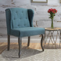 Teal Wingback Button Tufted Accent Chair with Nailhead Trim Cabriole Legs