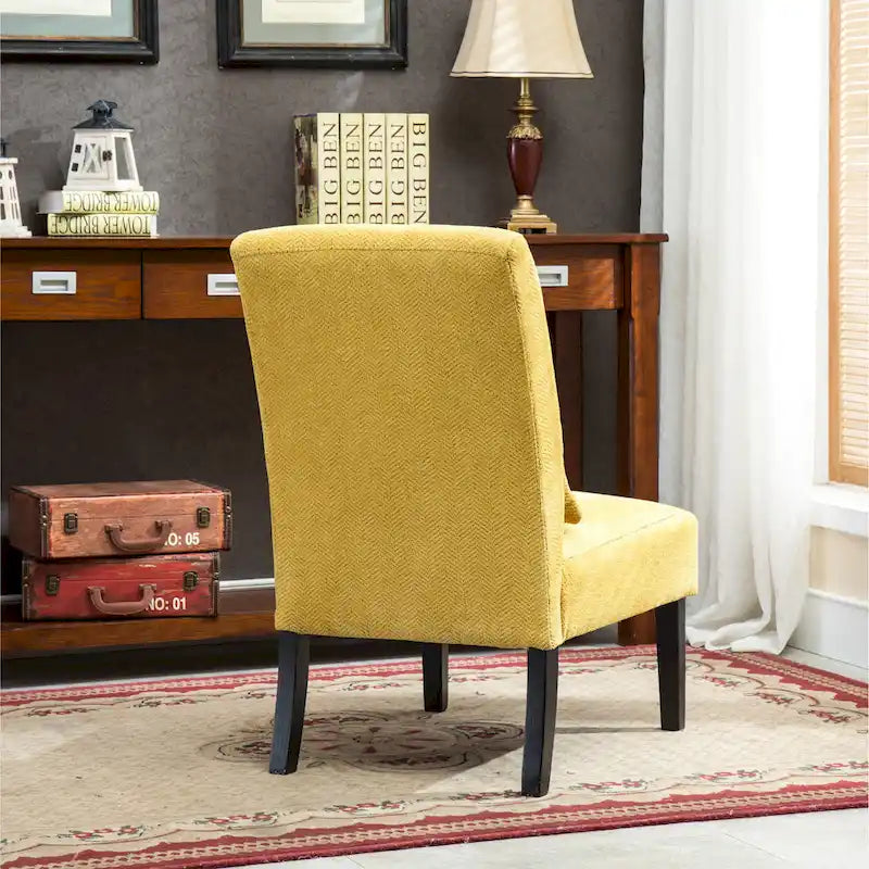 Armless High Back Accent Chair Chenille Fabric with Matching Lumbar Pillow