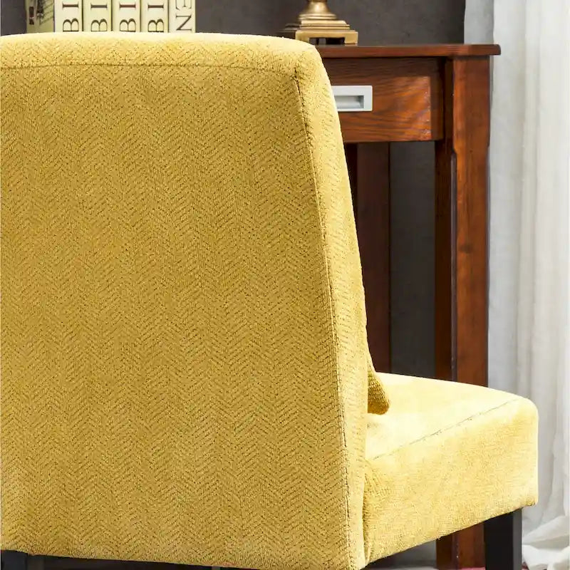 Armless High Back Accent Chair Chenille Fabric with Matching Lumbar Pillow