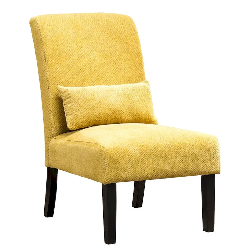 Armless High Back Accent Chair Chenille Fabric with Matching Lumbar Pillow