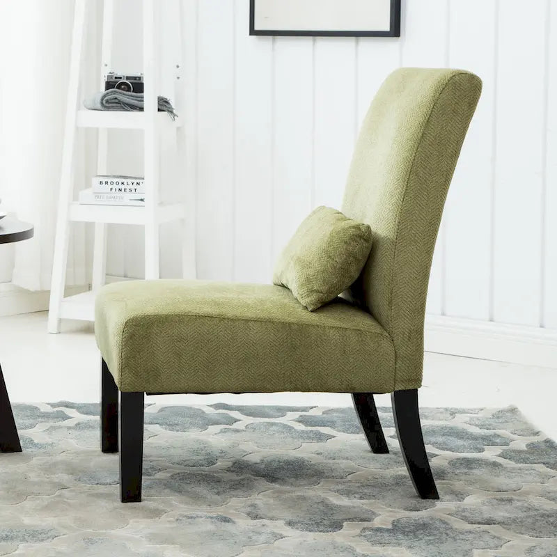 Armless High Back Accent Chair Chenille Fabric with Matching Lumbar Pillow