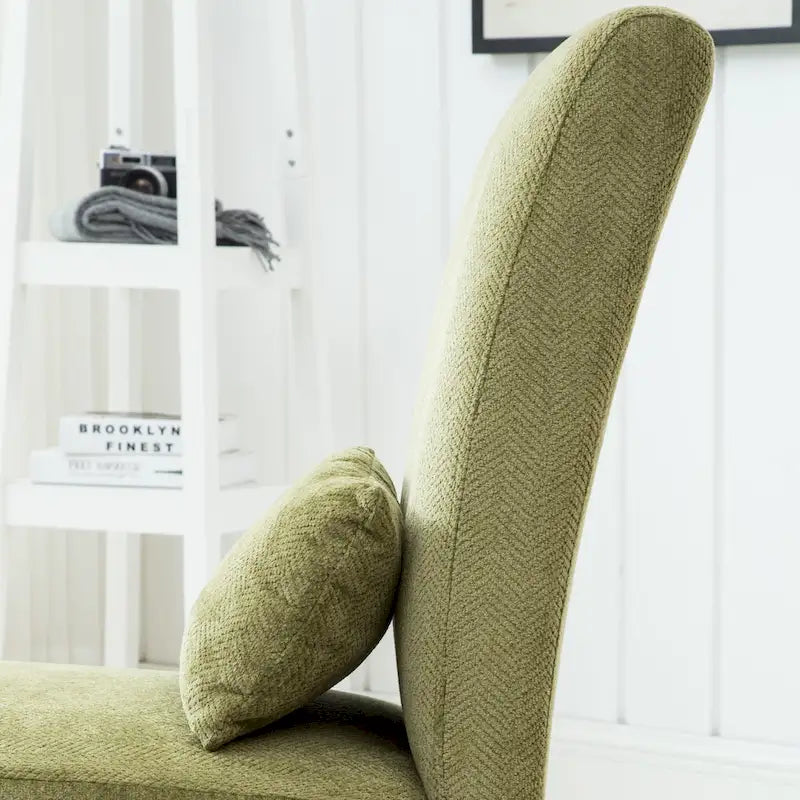 Armless High Back Accent Chair Chenille Fabric with Matching Lumbar Pillow