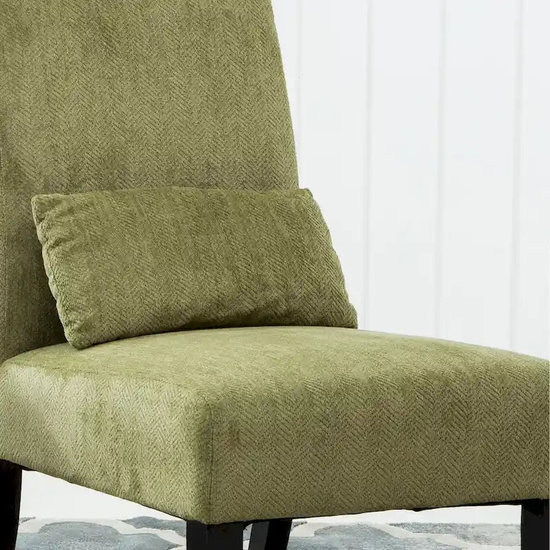 Armless High Back Accent Chair Chenille Fabric with Matching Lumbar Pillow