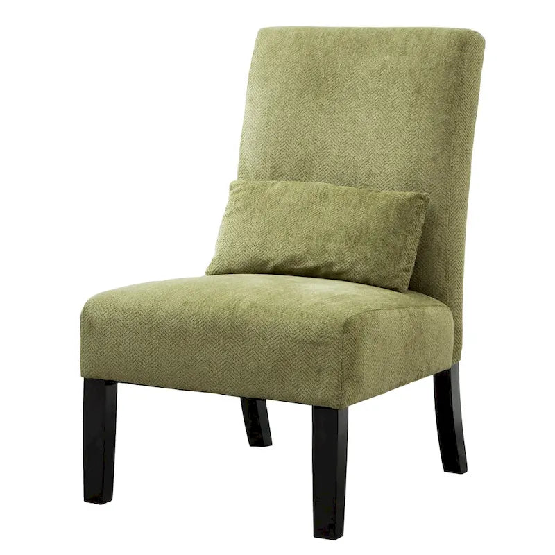 Armless High Back Accent Chair Chenille Fabric with Matching Lumbar Pillow