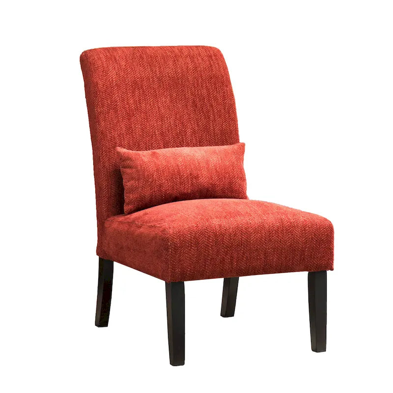Armless High Back Accent Chair Chenille Fabric with Matching Lumbar Pillow