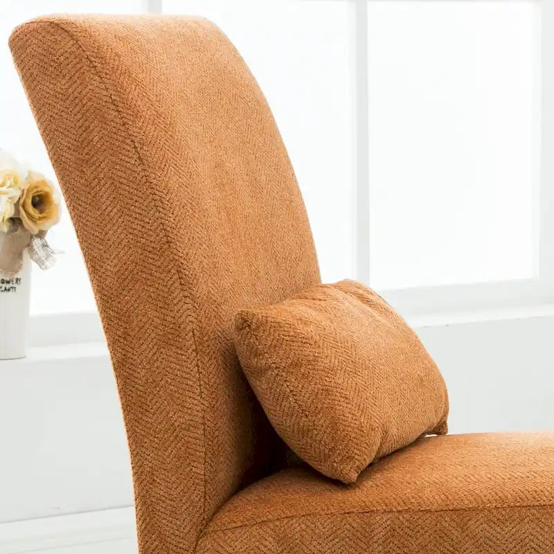 Armless High Back Accent Chair Chenille Fabric with Matching Lumbar Pillow