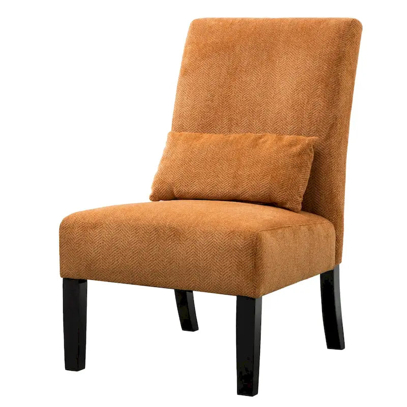 Armless High Back Accent Chair Chenille Fabric with Matching Lumbar Pillow