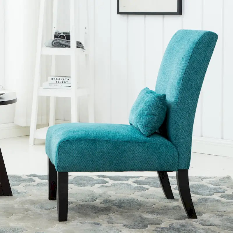 Armless High Back Accent Chair Chenille Fabric with Matching Lumbar Pillow