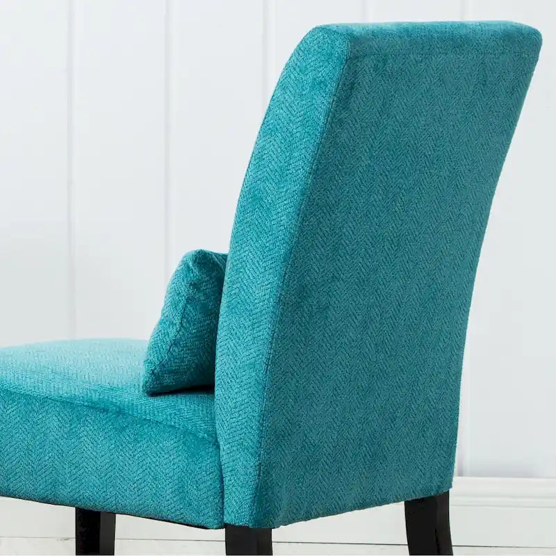 Armless High Back Accent Chair Chenille Fabric with Matching Lumbar Pillow