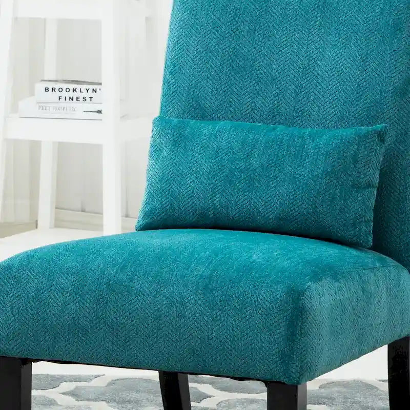 Armless High Back Accent Chair Chenille Fabric with Matching Lumbar Pillow
