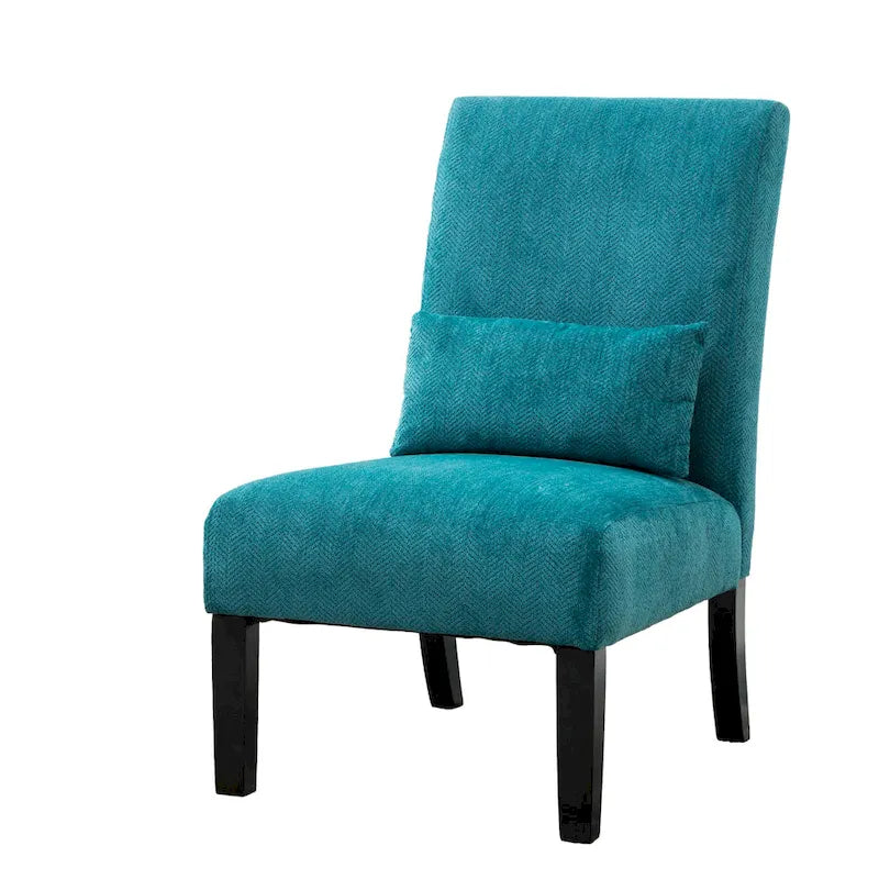 Armless High Back Accent Chair Chenille Fabric with Matching Lumbar Pillow