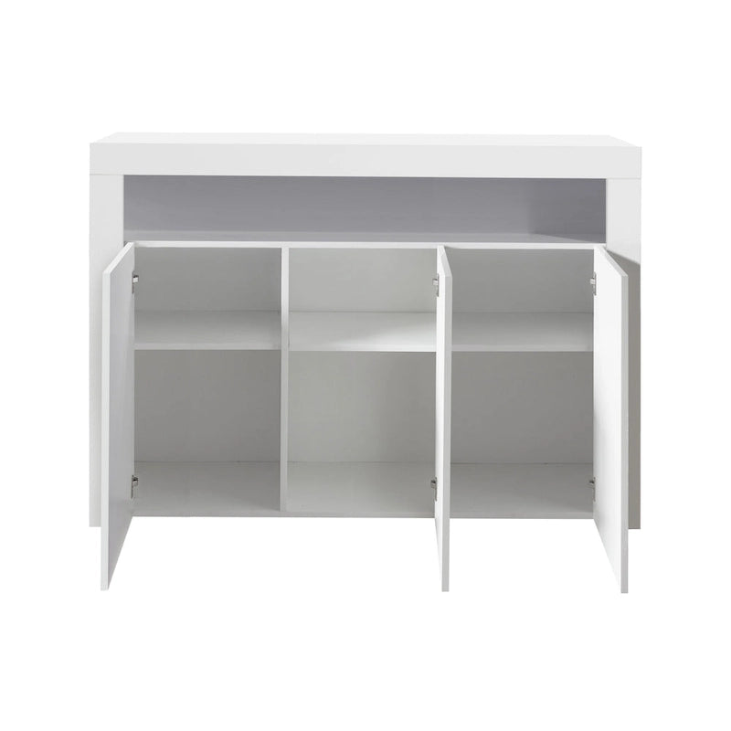 High Gloss 3-Door Sideboard Cabinet with LED Light Open Shelf