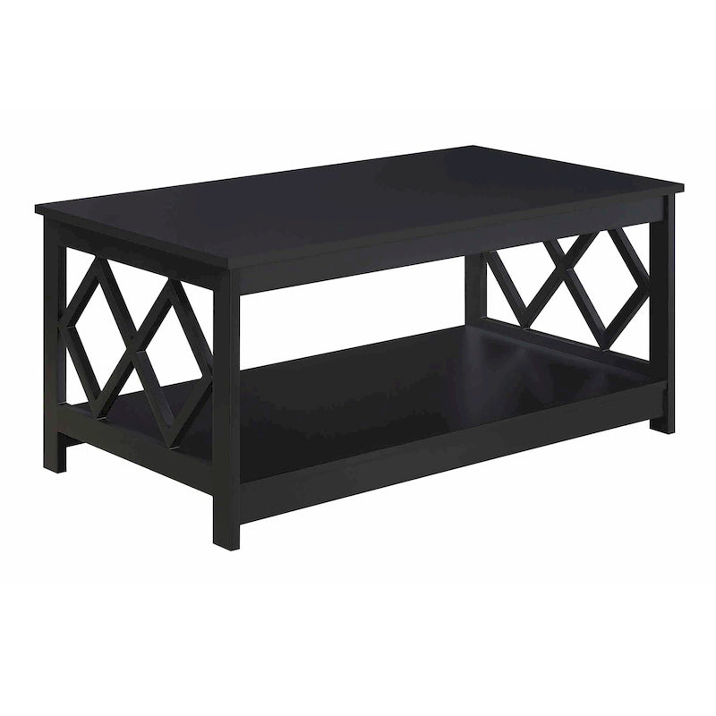 Two-Tier Coffee Table with Diamond Cut-Out Side Frames Lower Shelf