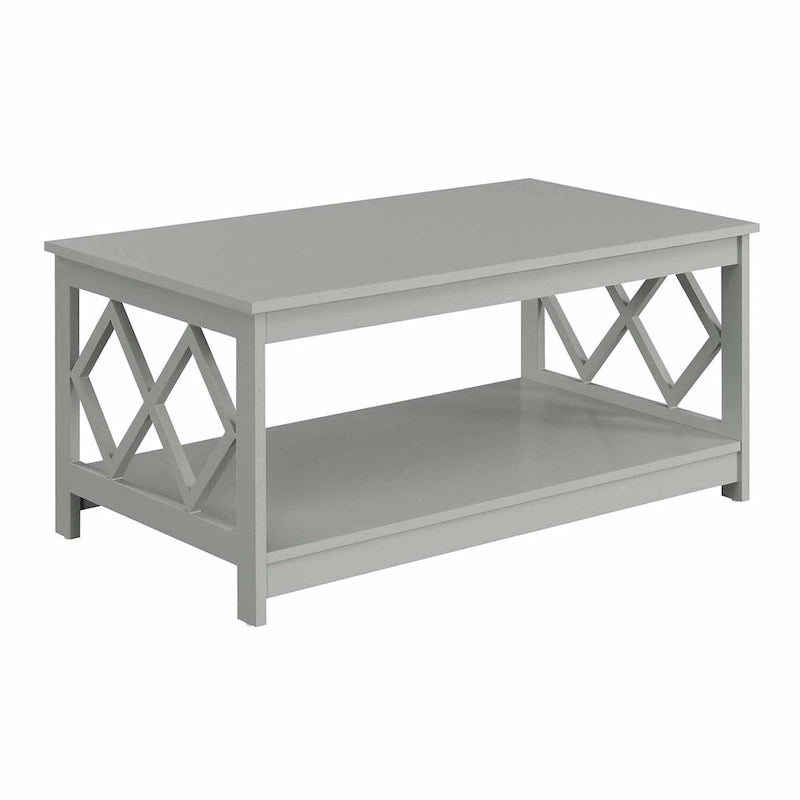 Two-Tier Coffee Table with Diamond Cut-Out Side Frames Lower Shelf