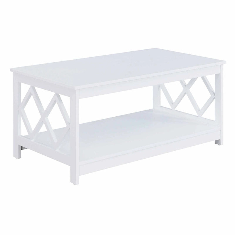Two-Tier Coffee Table with Diamond Cut-Out Side Frames Lower Shelf