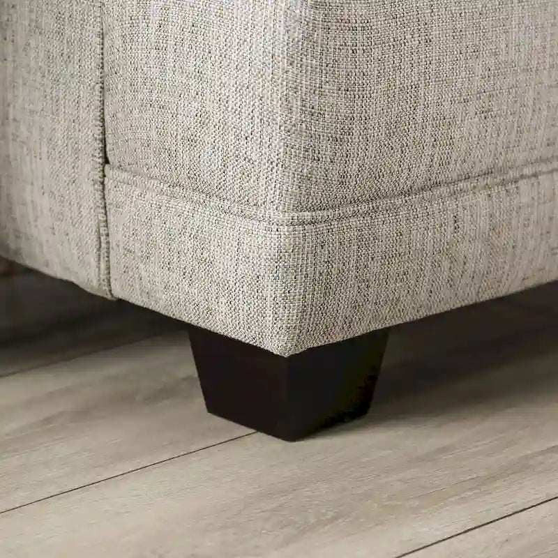 Grey Linen Transitional Sofa with Track Arms Welt Trim Accent Pillows