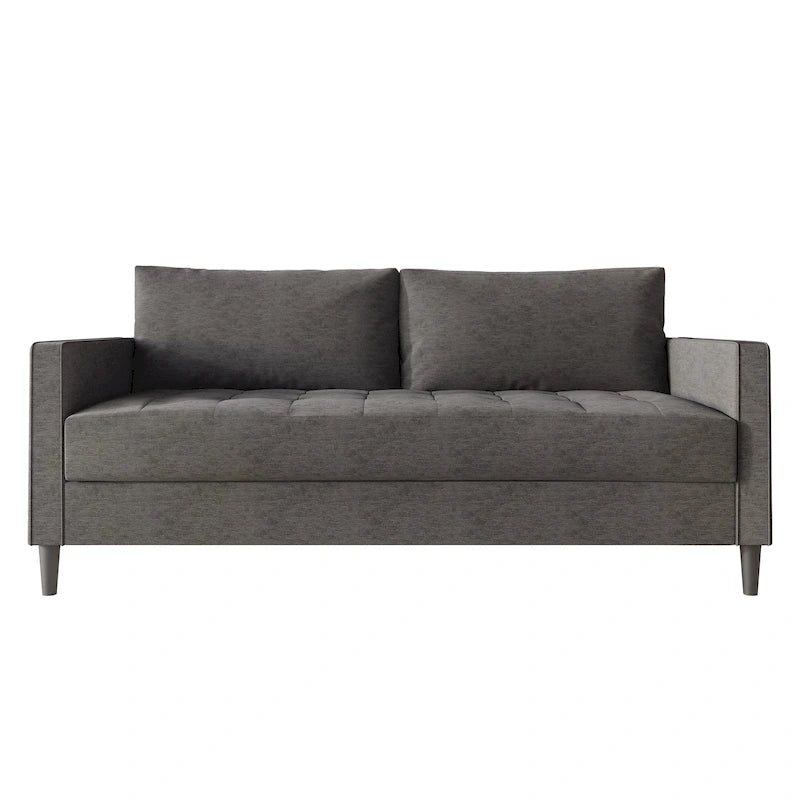 2.5-Seat Contemporary Sofa Tufted Seat Linen Upholstery Removable Back Cushions