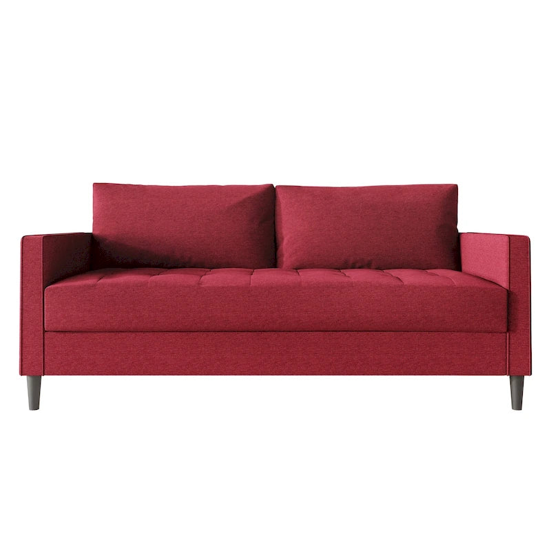 2.5-Seat Contemporary Sofa Tufted Seat Linen Upholstery Removable Back Cushions