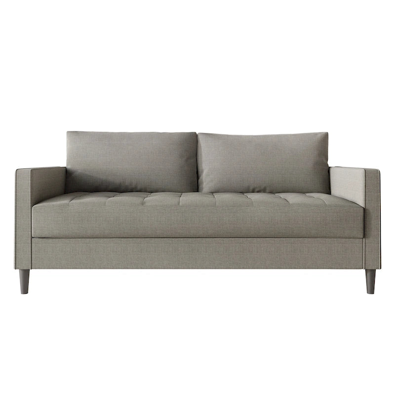2.5-Seat Contemporary Sofa Tufted Seat Linen Upholstery Removable Back Cushions
