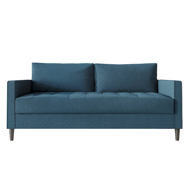 2.5-Seat Contemporary Sofa Tufted Seat Linen Upholstery Removable Back Cushions