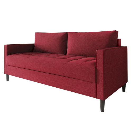 2.5-Seat Contemporary Sofa Tufted Seat Linen Upholstery Removable Back Cushions