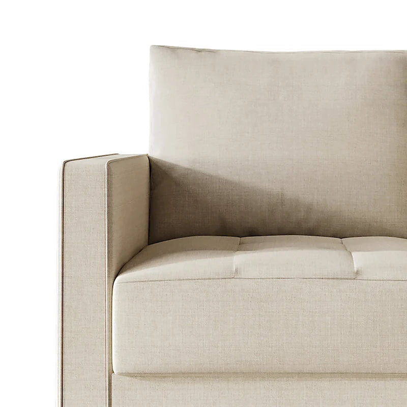 2.5-Seat Contemporary Sofa Tufted Seat Linen Upholstery Removable Back Cushions