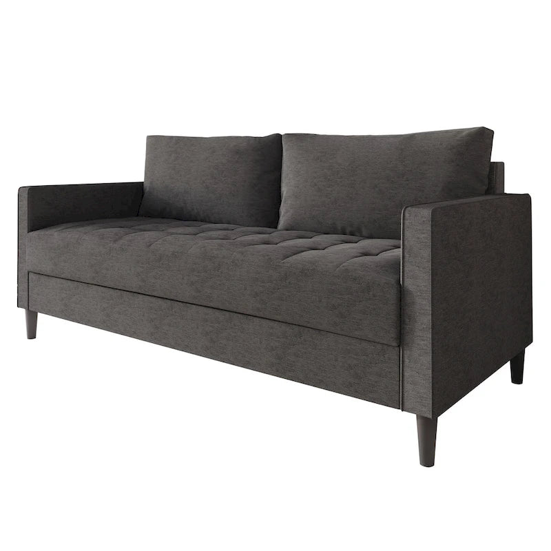 2.5-Seat Contemporary Sofa Tufted Seat Linen Upholstery Removable Back Cushions