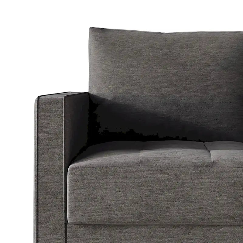2.5-Seat Contemporary Sofa Tufted Seat Linen Upholstery Removable Back Cushions