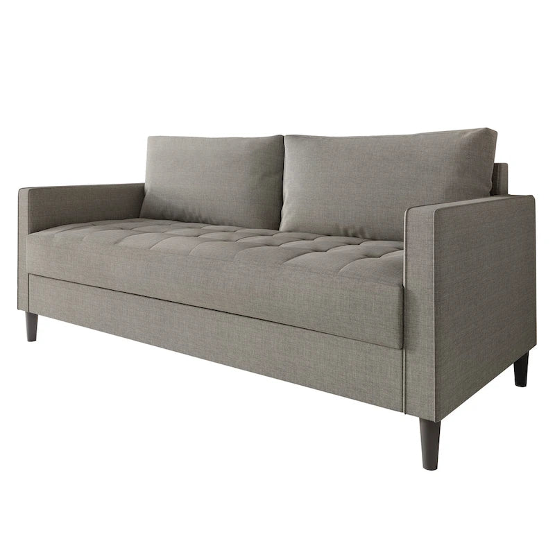 2.5-Seat Contemporary Sofa Tufted Seat Linen Upholstery Removable Back Cushions