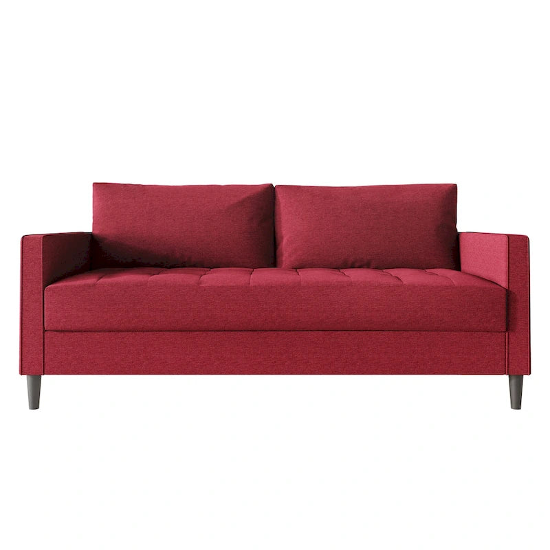 2.5-Seat Contemporary Sofa Tufted Seat Linen Upholstery Removable Back Cushions