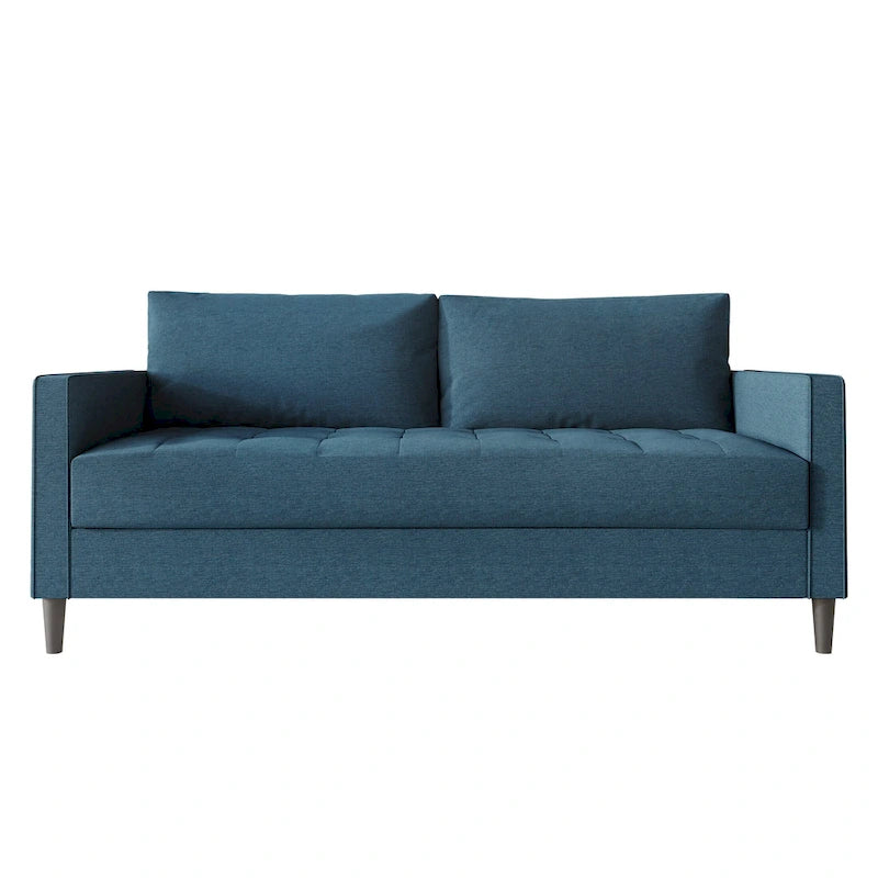 2.5-Seat Contemporary Sofa Tufted Seat Linen Upholstery Removable Back Cushions