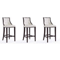 Walnut Beech Wood Traditional Bar Stool with Faux Leather Upholstered Back