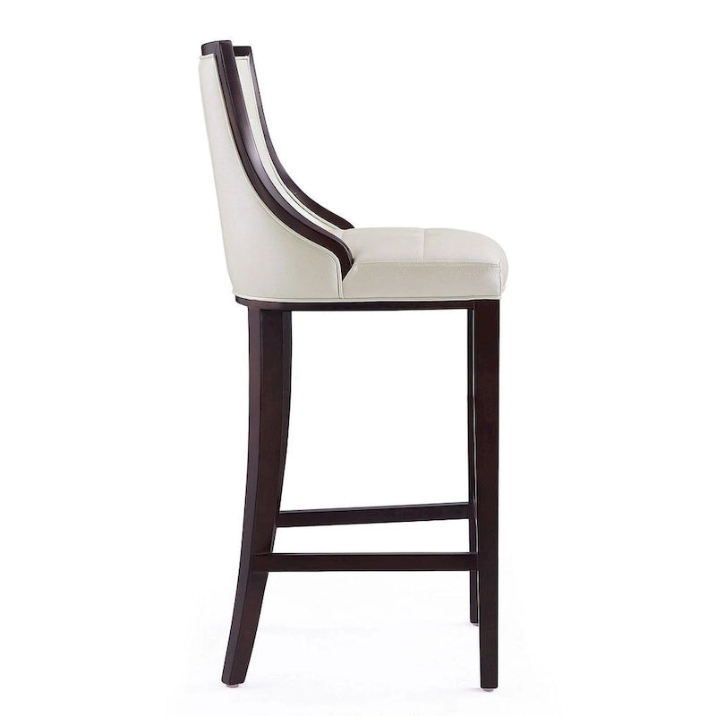 Walnut Beech Wood Traditional Bar Stool with Faux Leather Upholstered Back