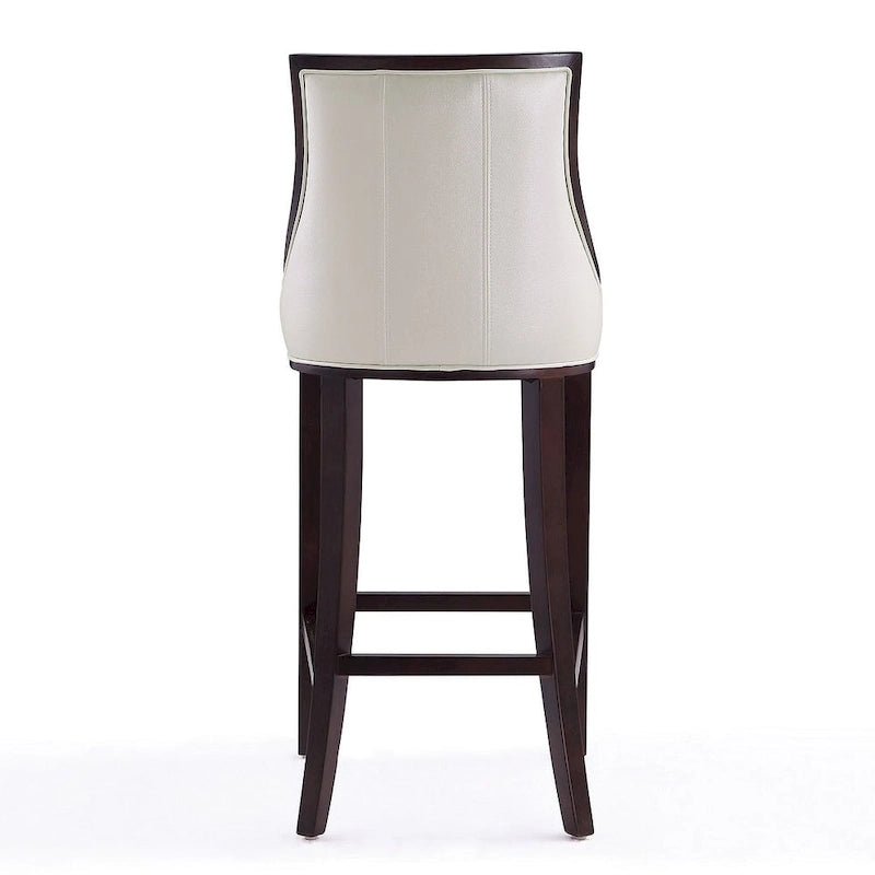 Walnut Beech Wood Traditional Bar Stool with Faux Leather Upholstered Back