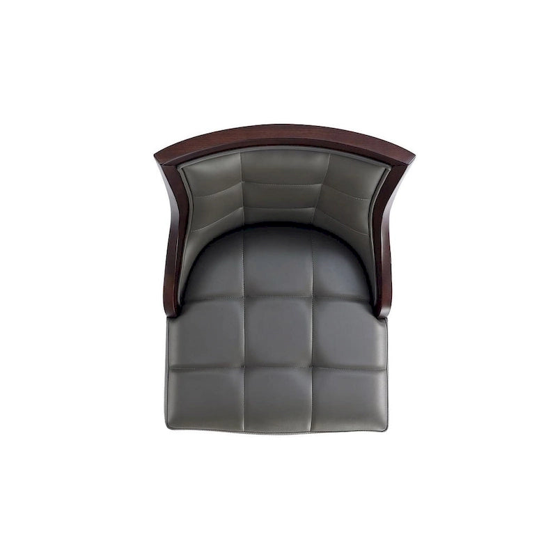 Walnut Beech Wood Traditional Bar Stool with Faux Leather Upholstered Back