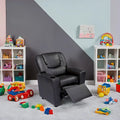 Kids Push-Back Recliner Chair with Cup Holder Padded Headrest Footrest
