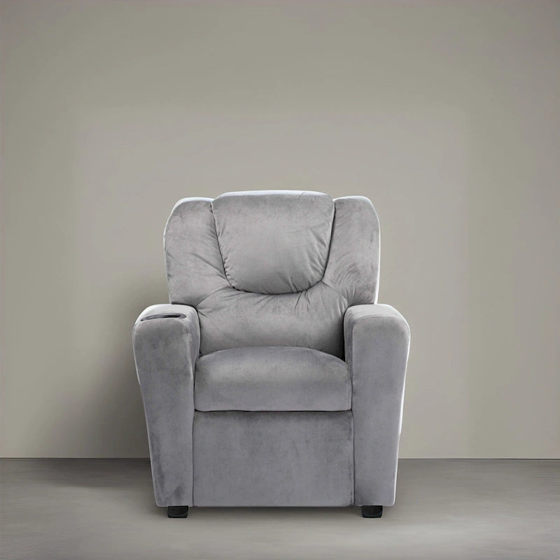 Kids Push-Back Recliner Chair with Cup Holder Padded Headrest Footrest