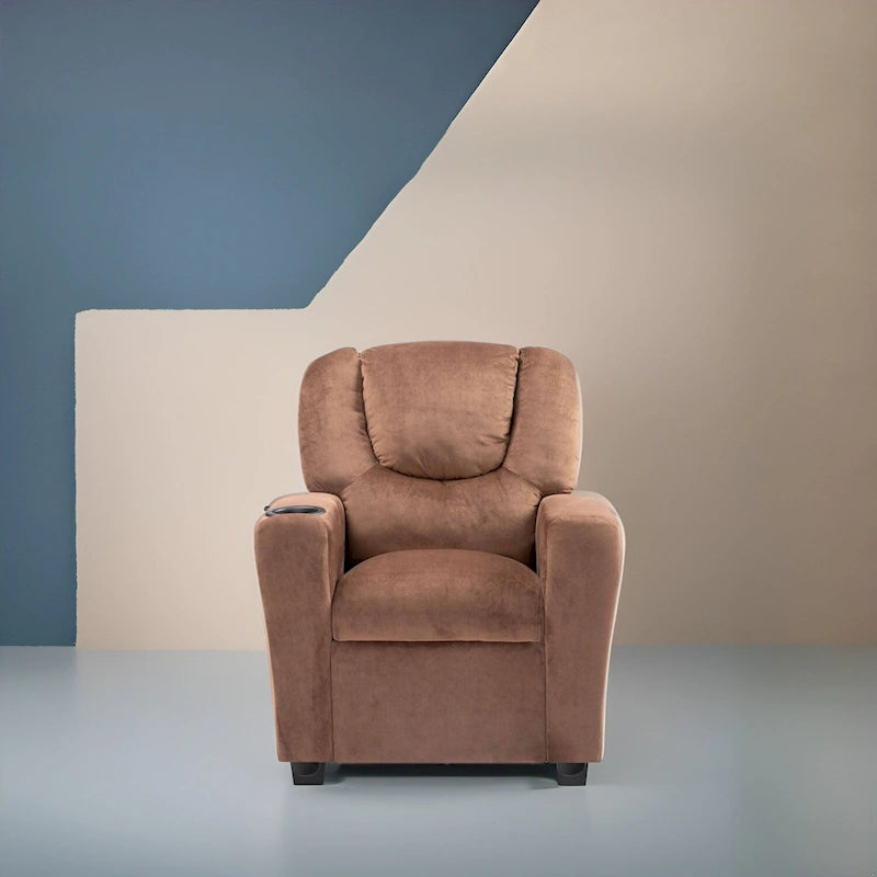 Kids Push-Back Recliner Chair with Cup Holder Padded Headrest Footrest